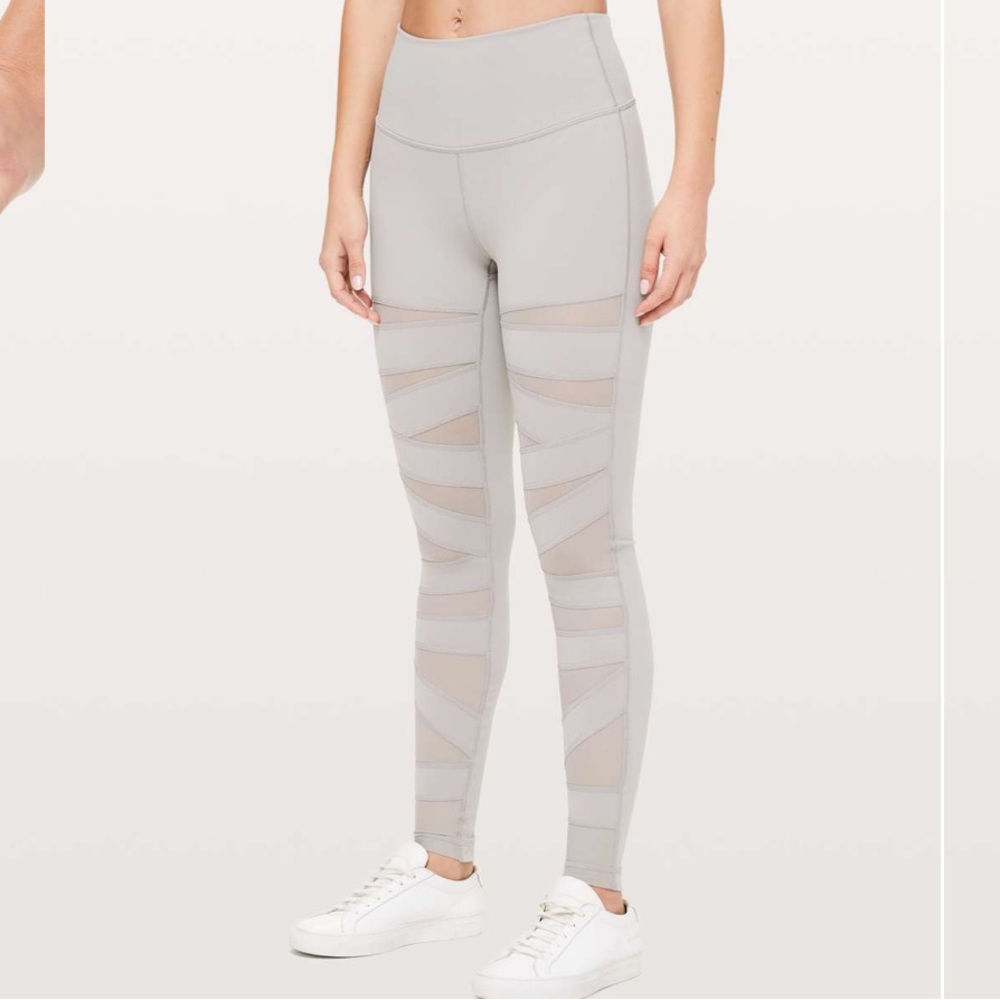 Lululemon Size 4 Wunder Under Pant High-Rise Tech Mesh 28 Dark Chrome Legging